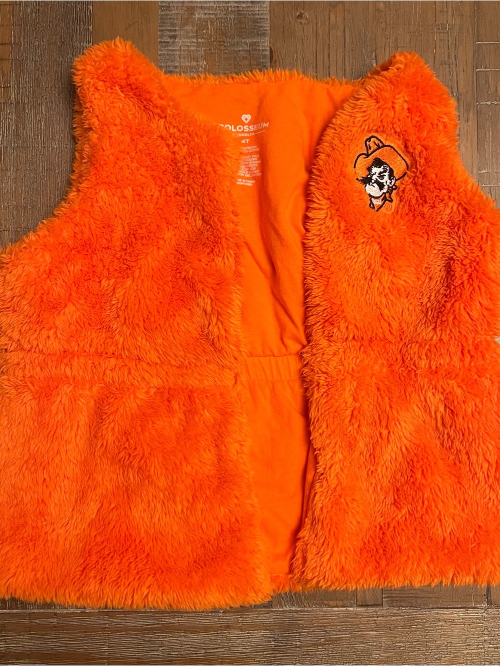 Colosseum Kids Oklahoma State OSU Orange Fuzzy Plush Vest